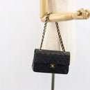 CHANEL Matelasse 23 Chain Shoulder Bag Lamb Skin Black Gold CC Auth 143662AV-27