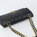 CHANEL Matelasse 23 Chain Shoulder Bag Lamb Skin Black Gold CC Auth 143662AV-6