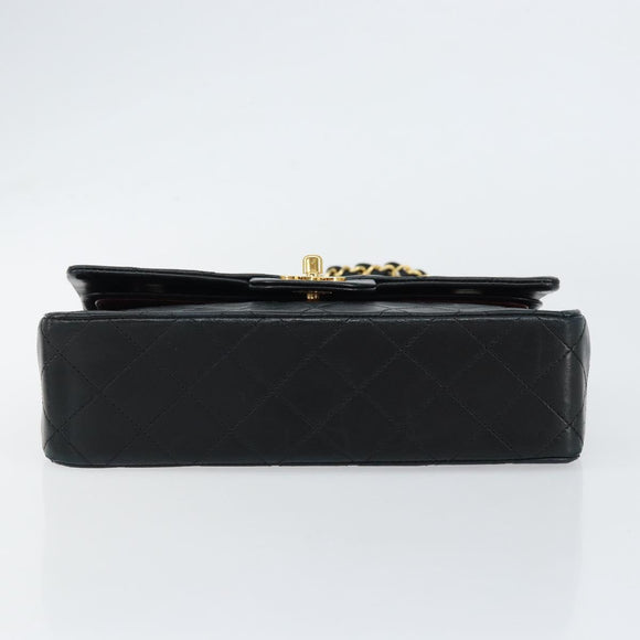 CHANEL Matelasse 23 Chain Shoulder Bag Lamb Skin Black Gold CC Auth 143662AV
