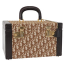Christian Dior Trotter Canvas Vanity Hand Bag Beige Gold Auth 143663V-1