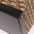 Christian Dior Trotter Canvas Vanity Hand Bag Beige Gold Auth 143663V-12