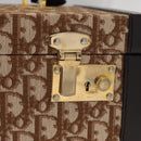 Christian Dior Trotter Canvas Vanity Hand Bag Beige Gold Auth 143663V-16