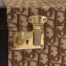 Christian Dior Trotter Canvas Vanity Hand Bag Beige Gold Auth 143663V-20