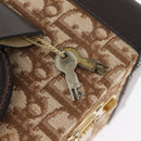 Christian Dior Trotter Canvas Vanity Hand Bag Beige Gold Auth 143663V-10