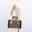 Christian Dior Trotter Canvas Vanity Hand Bag Beige Gold Auth 143663V-24