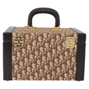 Christian Dior Trotter Canvas Vanity Hand Bag Beige Gold Auth 143663V-2