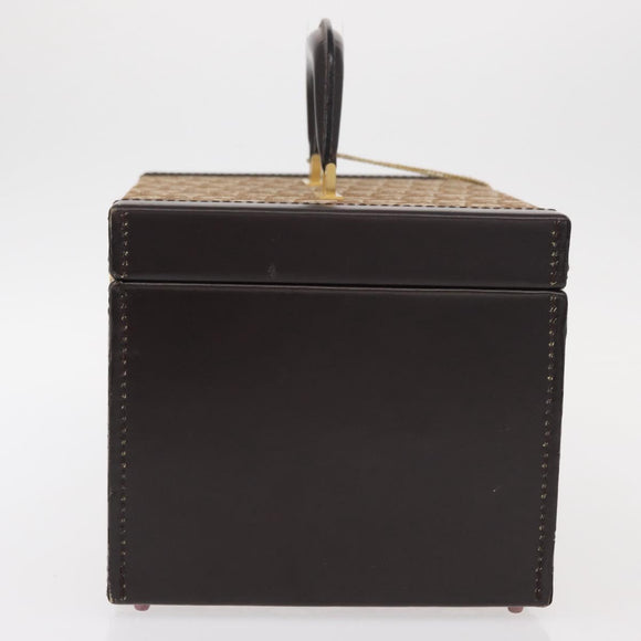 Christian Dior Trotter Canvas Vanity Hand Bag Beige Gold Auth 143663V