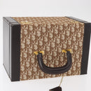 Christian Dior Trotter Canvas Vanity Hand Bag Beige Gold Auth 143663V-6