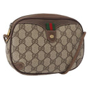 GUCCI GG Supreme Web Sherry Line Bag PVC Beige Gold 156 02 066 Auth 143665-1