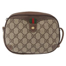 GUCCI GG Supreme Web Sherry Line Bag PVC Beige Gold 156 02 066 Auth 143665-2