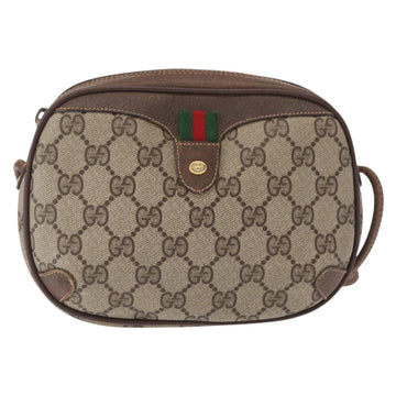 GUCCI GG Supreme Web Sherry Line Bag PVC Beige Gold 156 02 066 Auth 143665 - 0