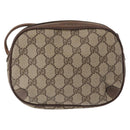 GUCCI GG Supreme Web Sherry Line Bag PVC Beige Gold 156 02 066 Auth 143665-3