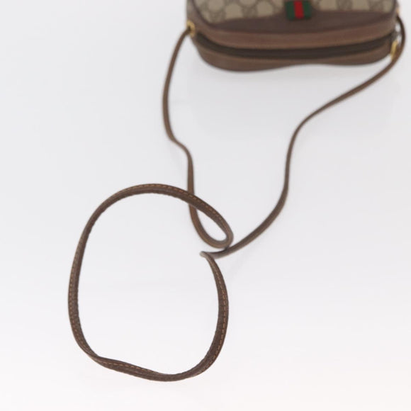 GUCCI GG Supreme Web Sherry Line Bag PVC Beige Gold 156 02 066 Auth 143665