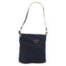 PRADA Shoulder Bag Nylon Navy Gold Auth 143666-1