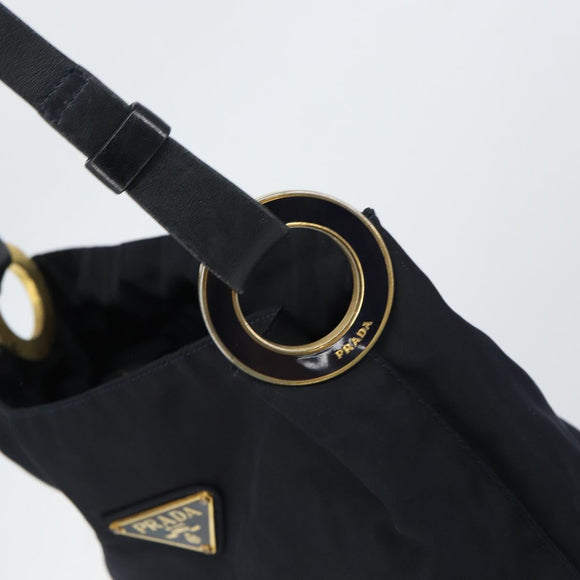 PRADA Shoulder Bag Nylon Navy Gold Auth 143666