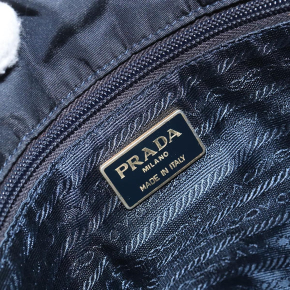 PRADA Schoudertas Nylon Marine Goud Auth 143666