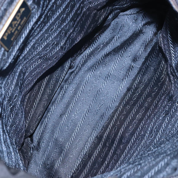 PRADA Shoulder Bag Nylon Navy Gold Auth 143666