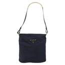 PRADA Shoulder Bag Nylon Navy Gold Auth 143666-13