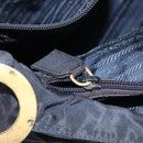 PRADA Schoudertas Nylon Marine Goud Auth 143666-23