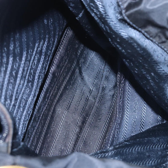 PRADA Shoulder Bag Nylon Navy Gold Auth 143666