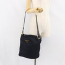 PRADA Shoulder Bag Nylon Navy Gold Auth 143666-26