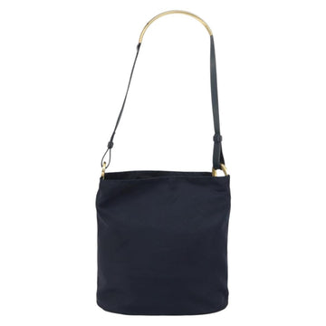 PRADA Shoulder Bag Nylon Navy Gold Auth 143666 - 0