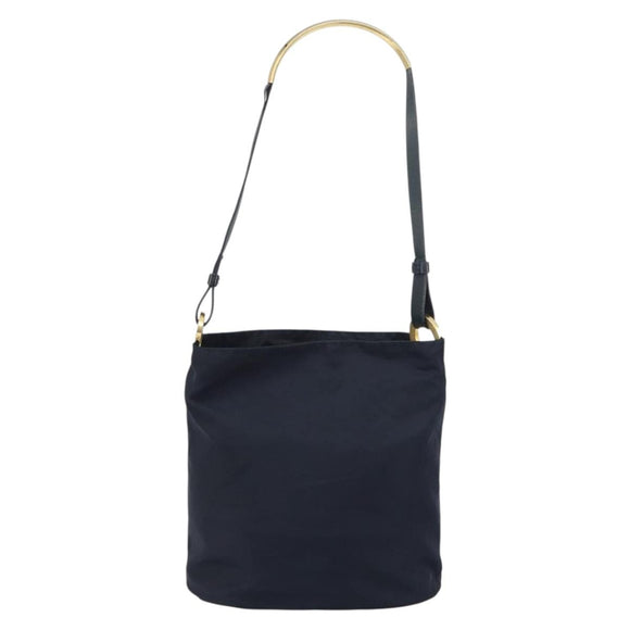 PRADA Shoulder Bag Nylon Navy Gold Auth 143666