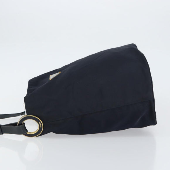 PRADA Shoulder Bag Nylon Navy Gold Auth 143666