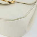 Salvatore Ferragamo Gancini Chain Shoulder Bag Leather White Gold Auth 143667-10