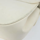 Salvatore Ferragamo Gancini Chain Shoulder Bag Leather White Gold Auth 143667-12