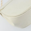 Salvatore Ferragamo Gancini Chain Shoulder Bag Leather White Gold Auth 143667-13