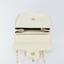 Salvatore Ferragamo Gancini Chain Shoulder Bag Leather White Gold Auth 143667-15