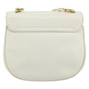 Salvatore Ferragamo Gancini Chain Shoulder Bag Leather White Gold Auth 143667-3