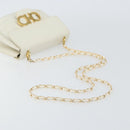 Salvatore Ferragamo Gancini Chain Shoulder Bag Leather White Gold Auth 143667-7
