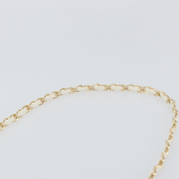 Salvatore Ferragamo Gancini Chain Shoulder Bag Leather White Gold Auth 143667