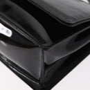 Salvatore Ferragamo Chain Gancini Shoulder Bag Enamel Black Silver Auth 143669-11