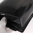 Salvatore Ferragamo Chain Gancini Shoulder Bag Enamel Black Silver Auth 143669-12