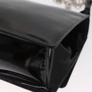 Salvatore Ferragamo Chain Gancini Shoulder Bag Enamel Black Silver Auth 143669-13