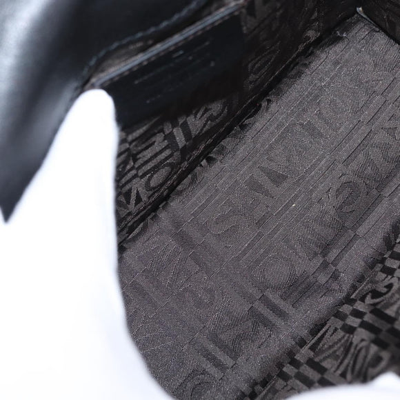 Salvatore Ferragamo Chain Gancini Shoulder Bag Enamel Black Silver Auth 143669