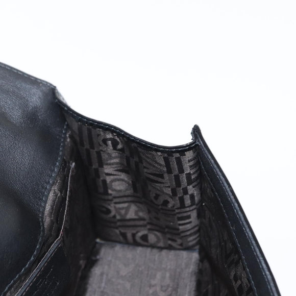 Salvatore Ferragamo Chain Gancini Shoulder Bag Enamel Black Silver Auth 143669