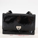 Salvatore Ferragamo Chain Gancini Shoulder Bag Enamel Black Silver Auth 143669-21