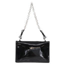 Salvatore Ferragamo Chain Gancini Shoulder Bag Enamel Black Silver Auth 143669-3
