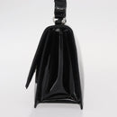 Salvatore Ferragamo Chain Gancini Shoulder Bag Enamel Black Silver Auth 143669-4