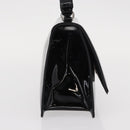 Salvatore Ferragamo Chain Gancini Shoulder Bag Enamel Black Silver Auth 143669-5