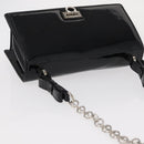 Salvatore Ferragamo Chain Gancini Shoulder Bag Enamel Black Silver Auth 143669-6