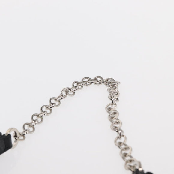 Salvatore Ferragamo Chain Gancini Shoulder Bag Enamel Black Silver Auth 143669