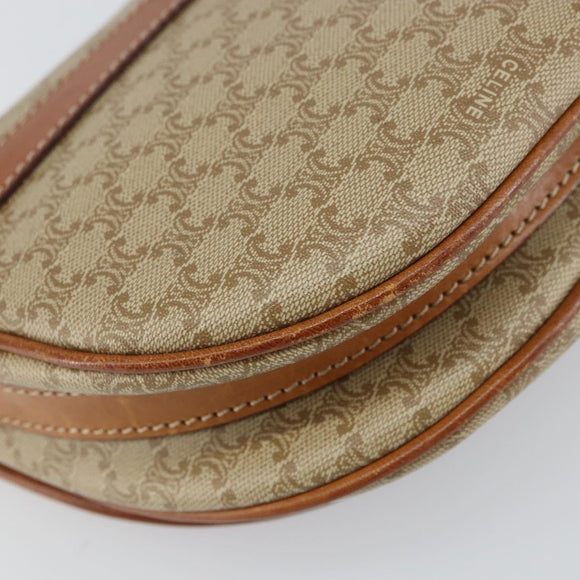 CELINE Macadam Canvas Shoulder Bag PVC Beige Gold Auth 143671