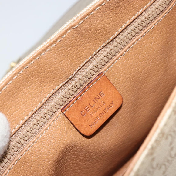 CELINE Macadam Canvas Shoulder Bag PVC Beige Gold Auth 143671