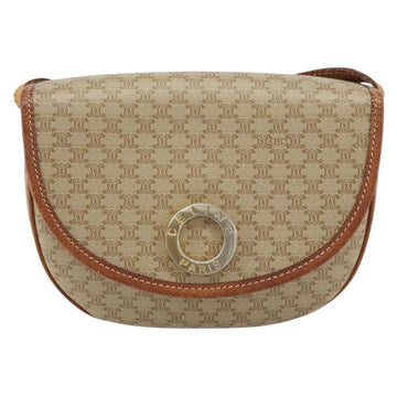 CELINE Macadam Canvas Shoulder Bag PVC Beige Gold Auth 143671 - 0