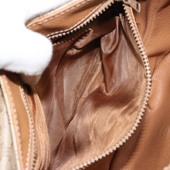 CELINE Macadam Canvas Shoulder Bag PVC Beige Gold Auth 143671